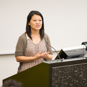 UNE graduate speaks to group at lecture